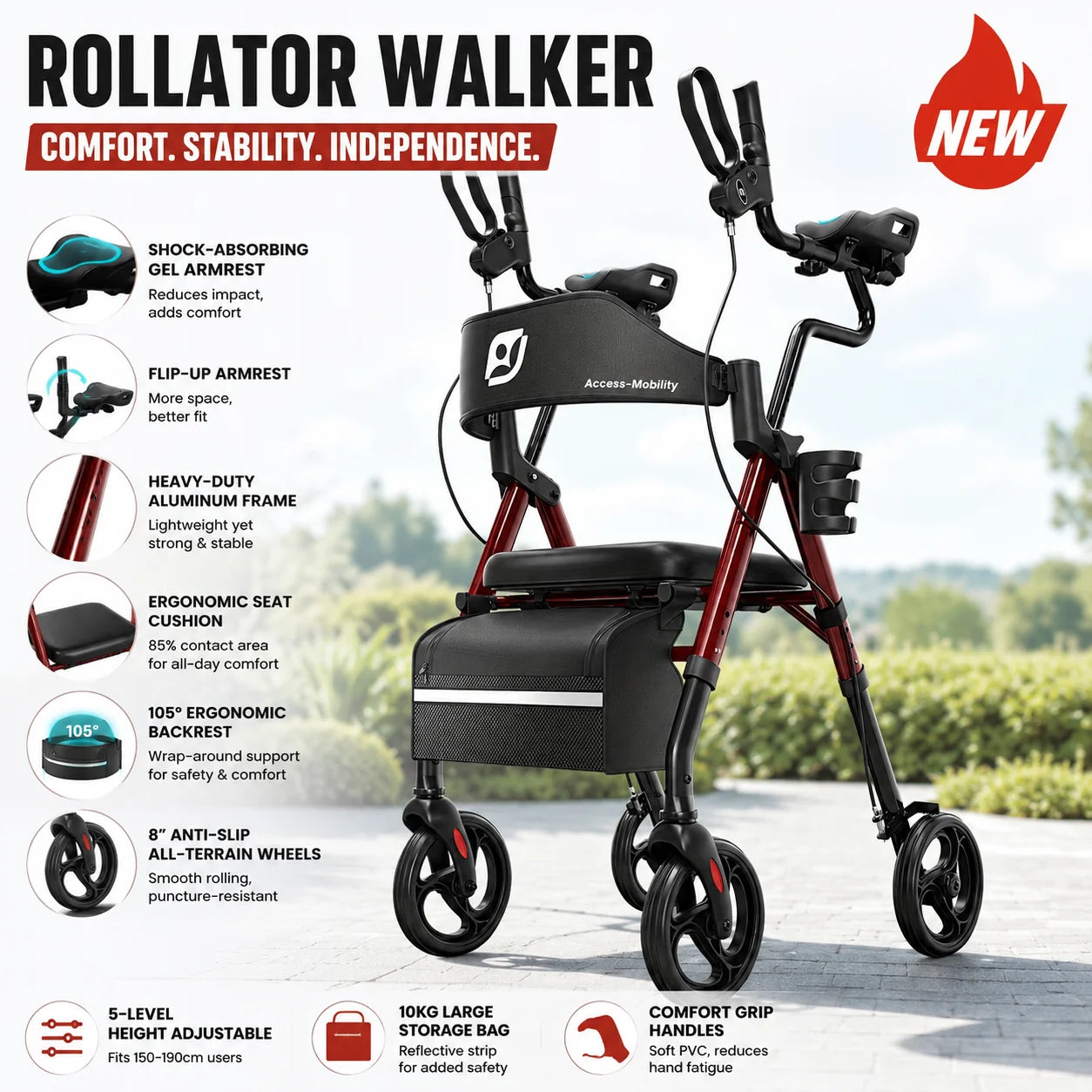 Stand-Up Rollator for Seniors