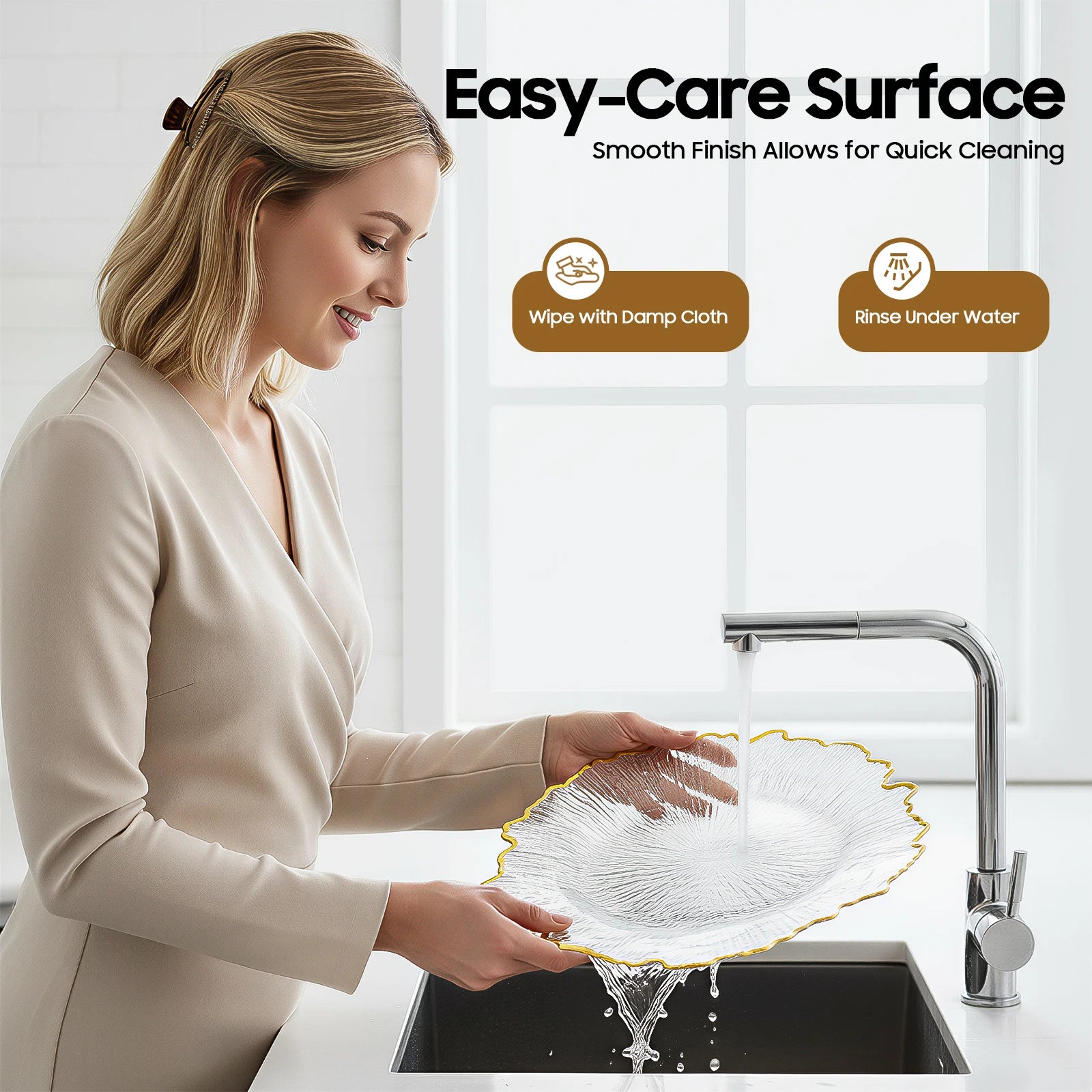 Gold Rim Transparent Charger Plates