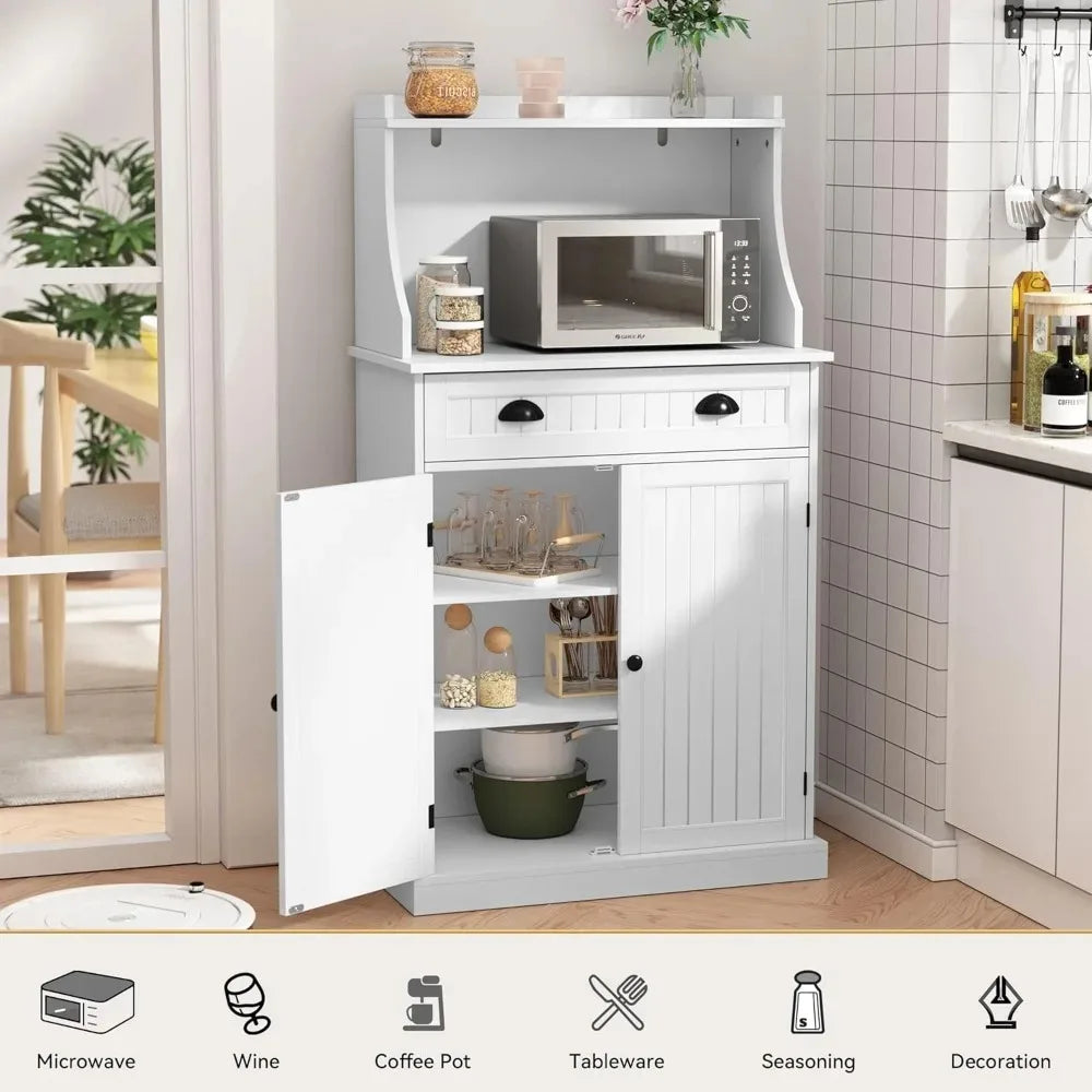 54" White Kitchen Microwave Cabinet