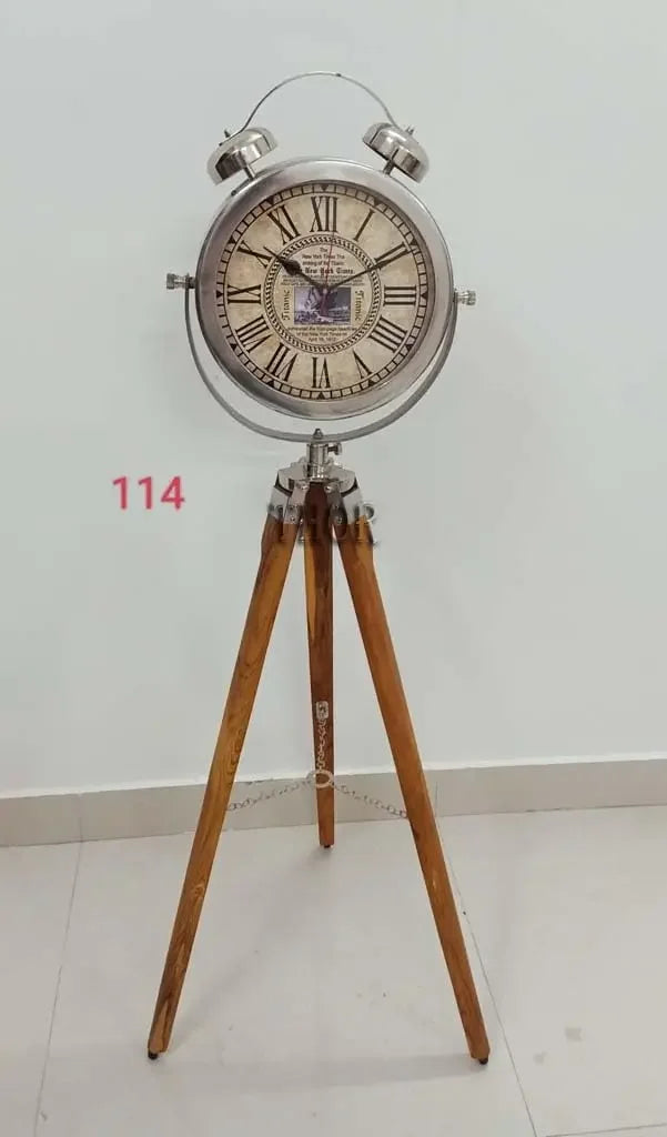 Wooden Tripod Floor Clock