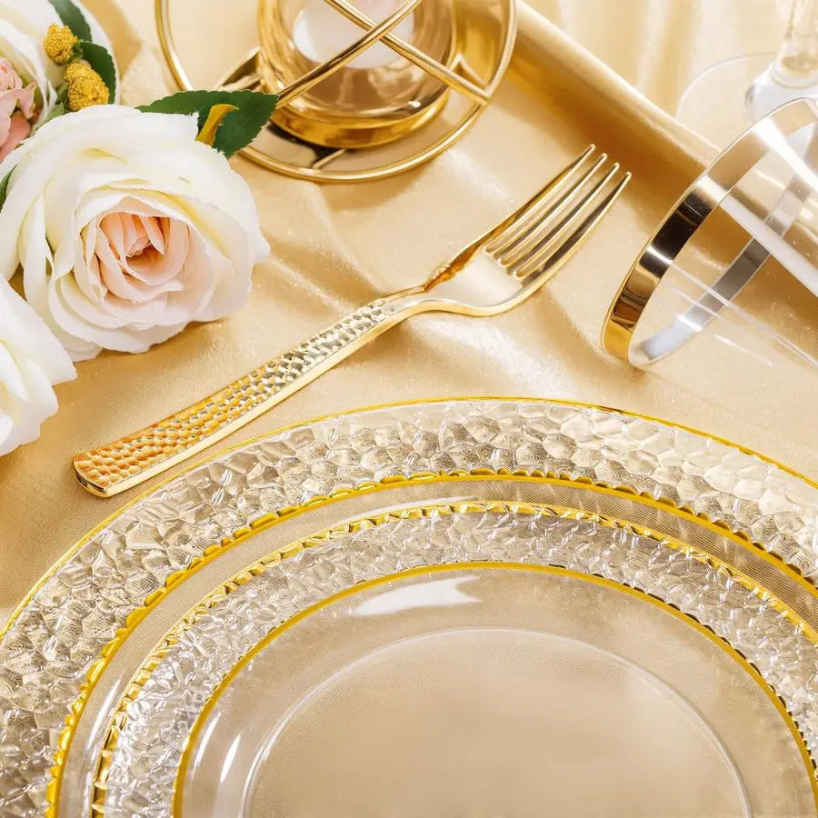 102PCS Gold Plastic Plates Disposable