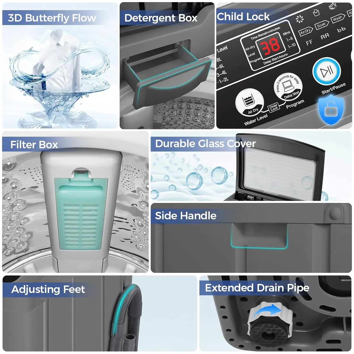 Portable Washing Machine, 20Lbs Capacity