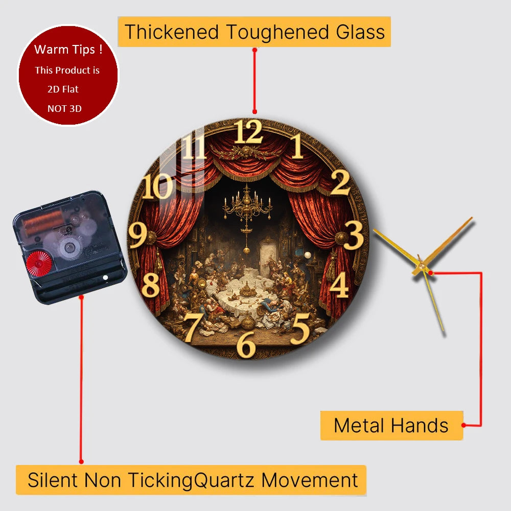 Tempered Glass Wall Clock Vintage