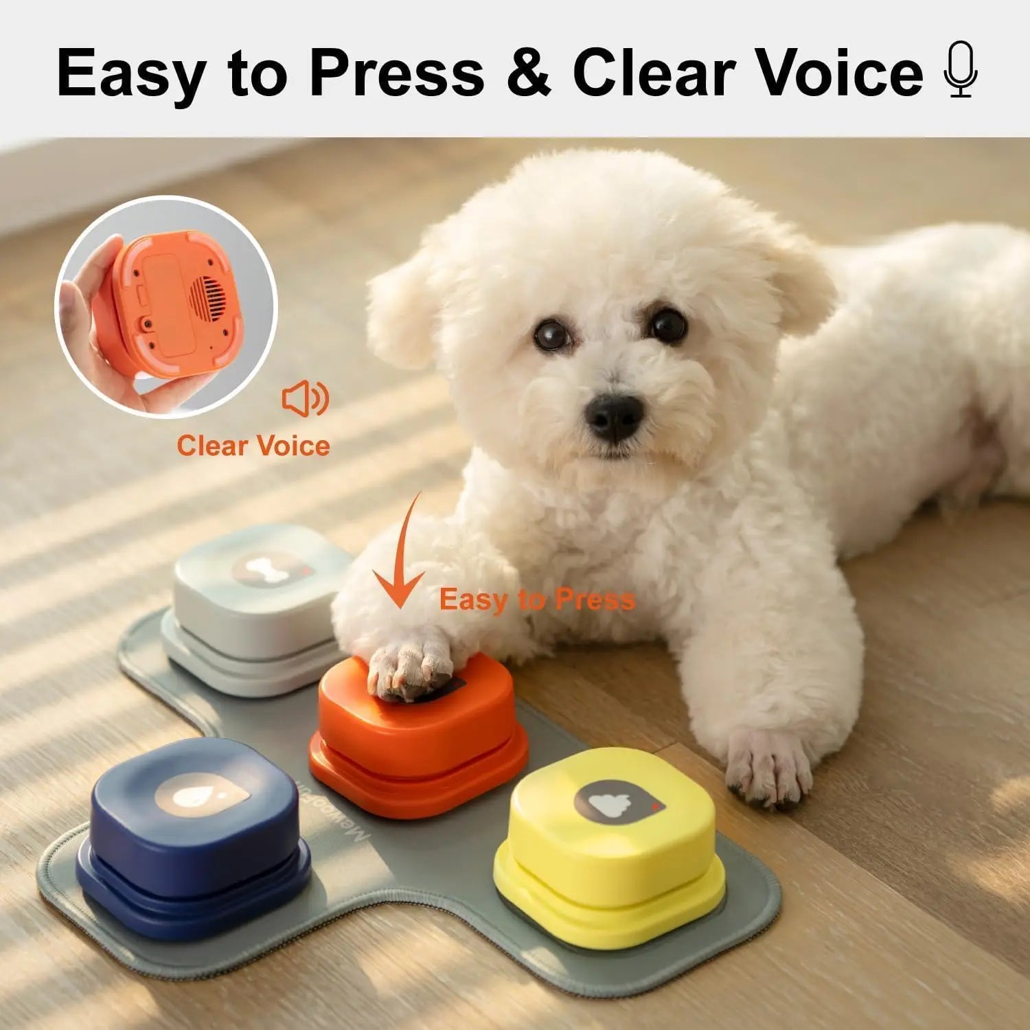 Dog Buttons with Rubber Mat Recordable Talking