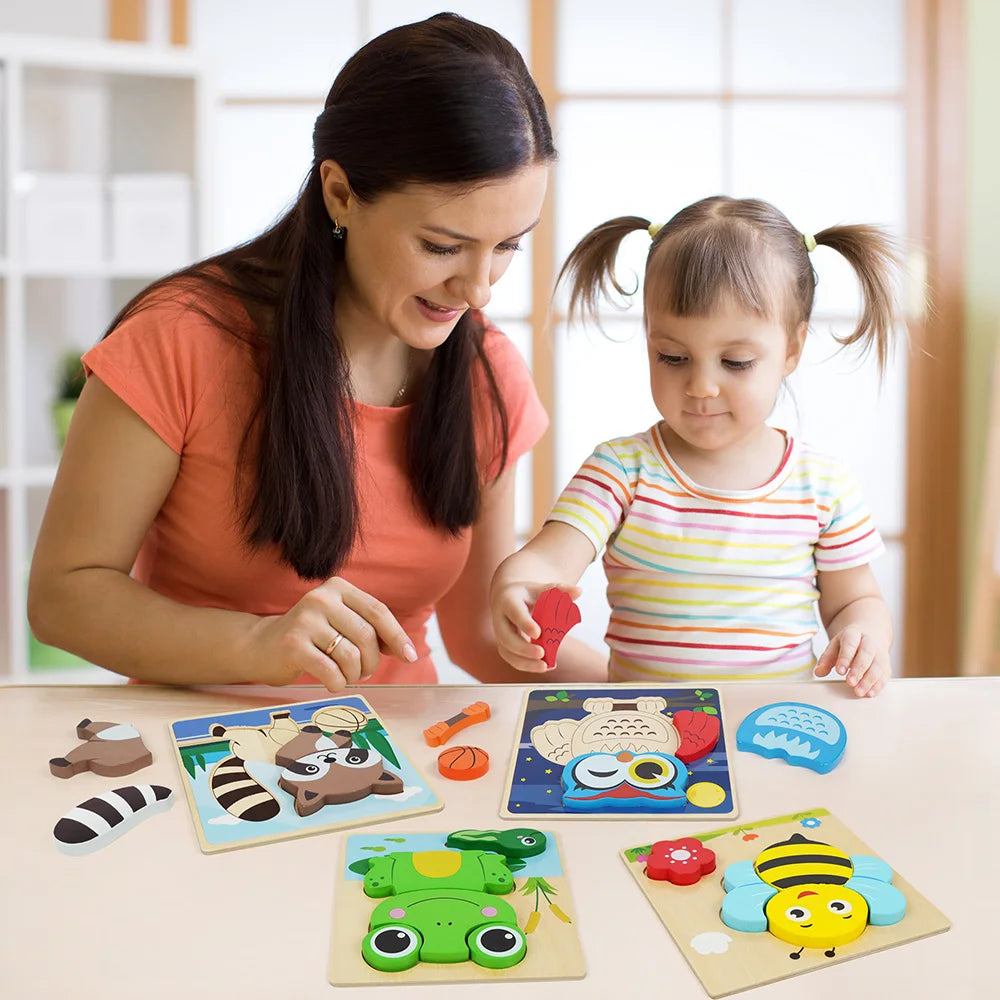 Animal Wooden 8 Pack Puzzles  For Toddlers