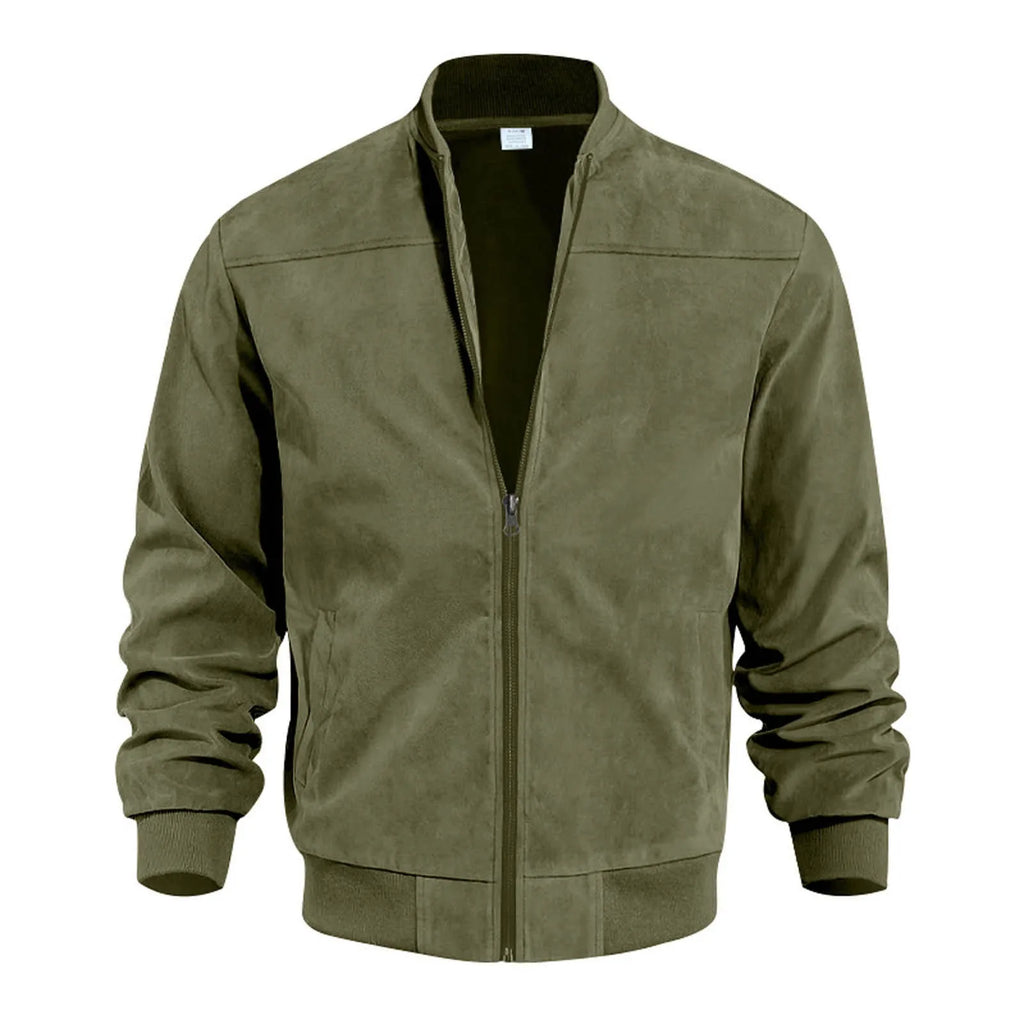 Retro Suede Bomber Jacket