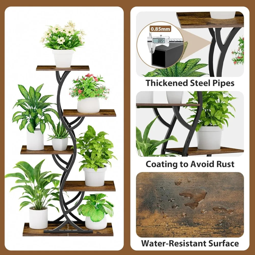 44" Tall Corner Plant Stand with Grow Lights