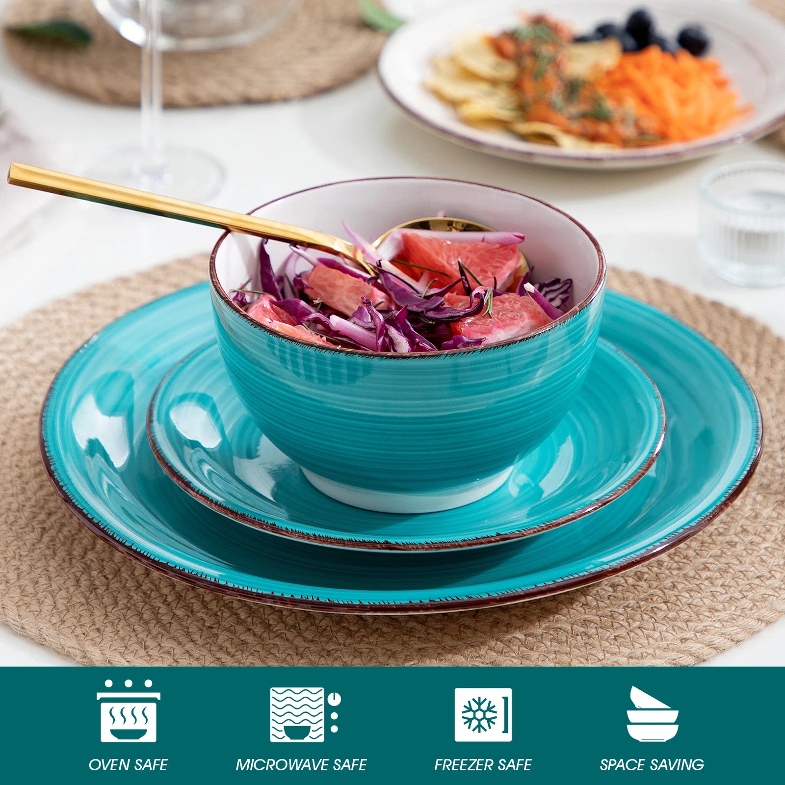 Porcelain Dinner Set Mix-Color Vintage Ceramic