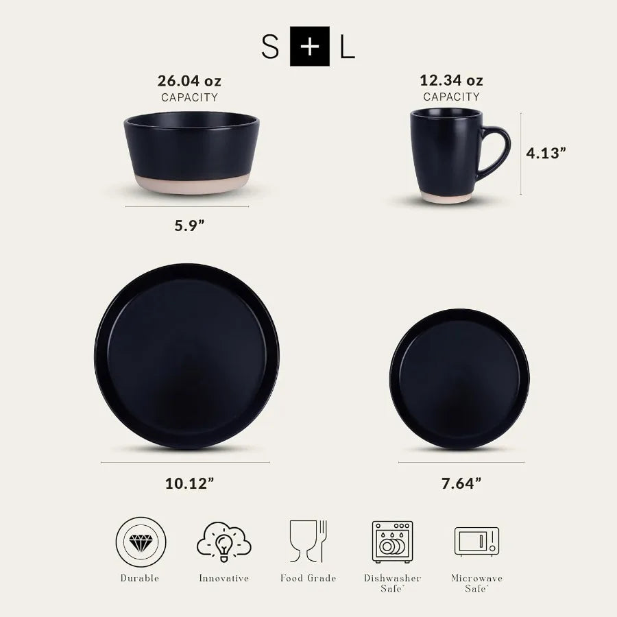 Modern Stoneware 16-piece   Dinnerware Set