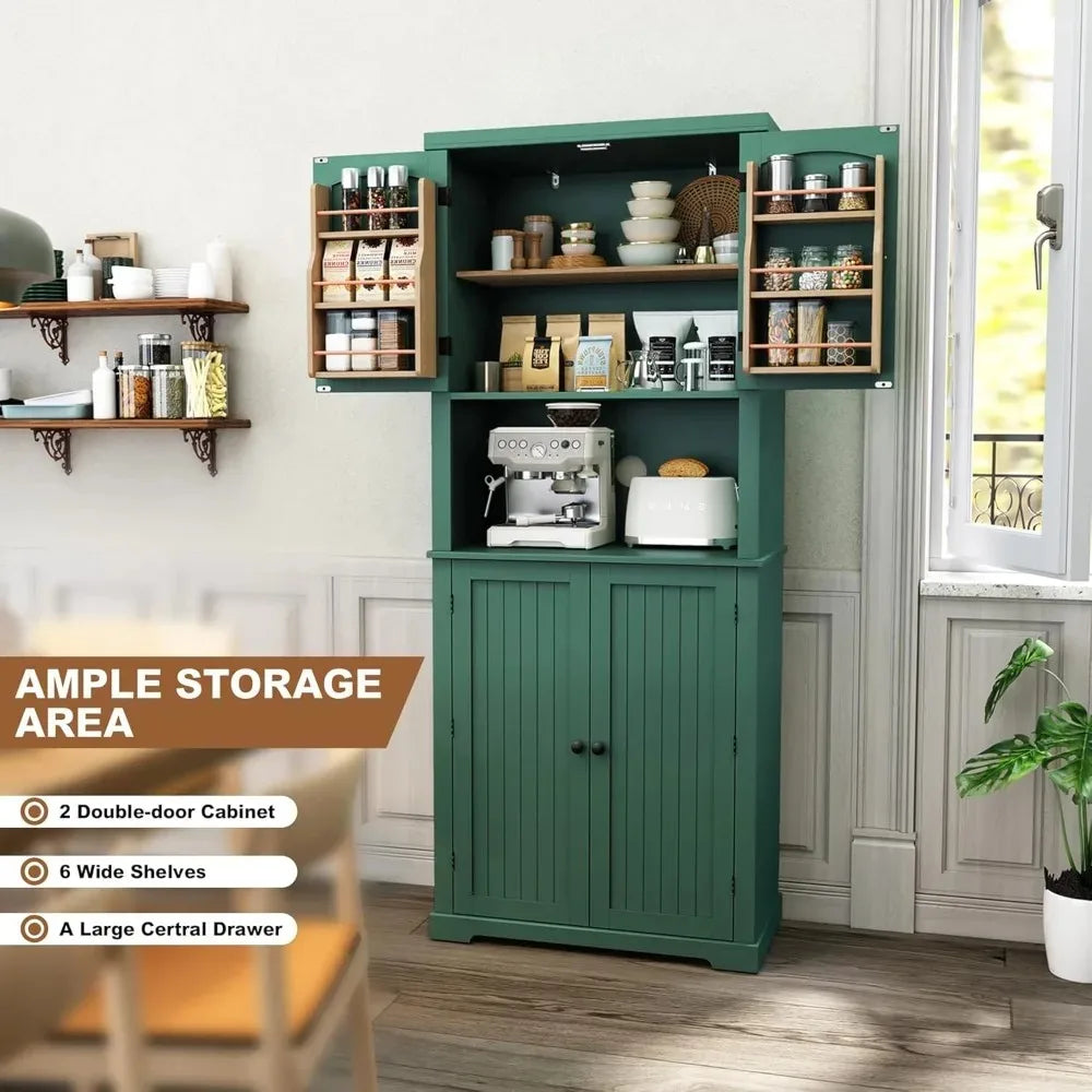 72" Freestanding Kitchen Pantry Cabinet