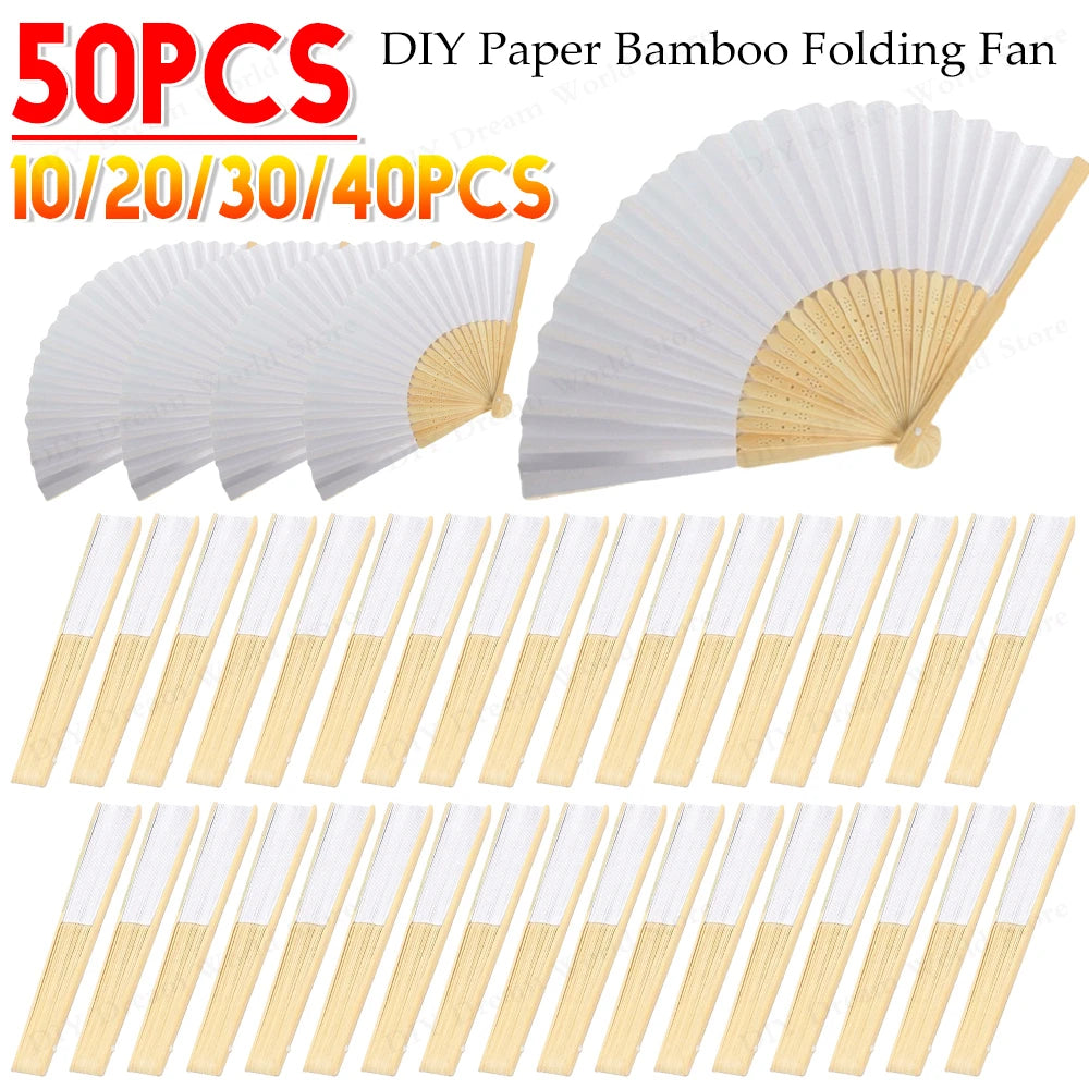 1-50PCS  Bamboo Folding Fan