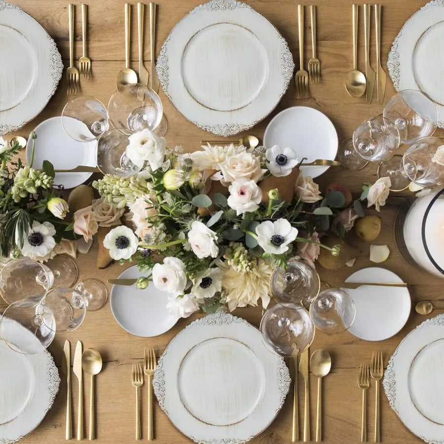 Antique White Charger Plates Round 13"