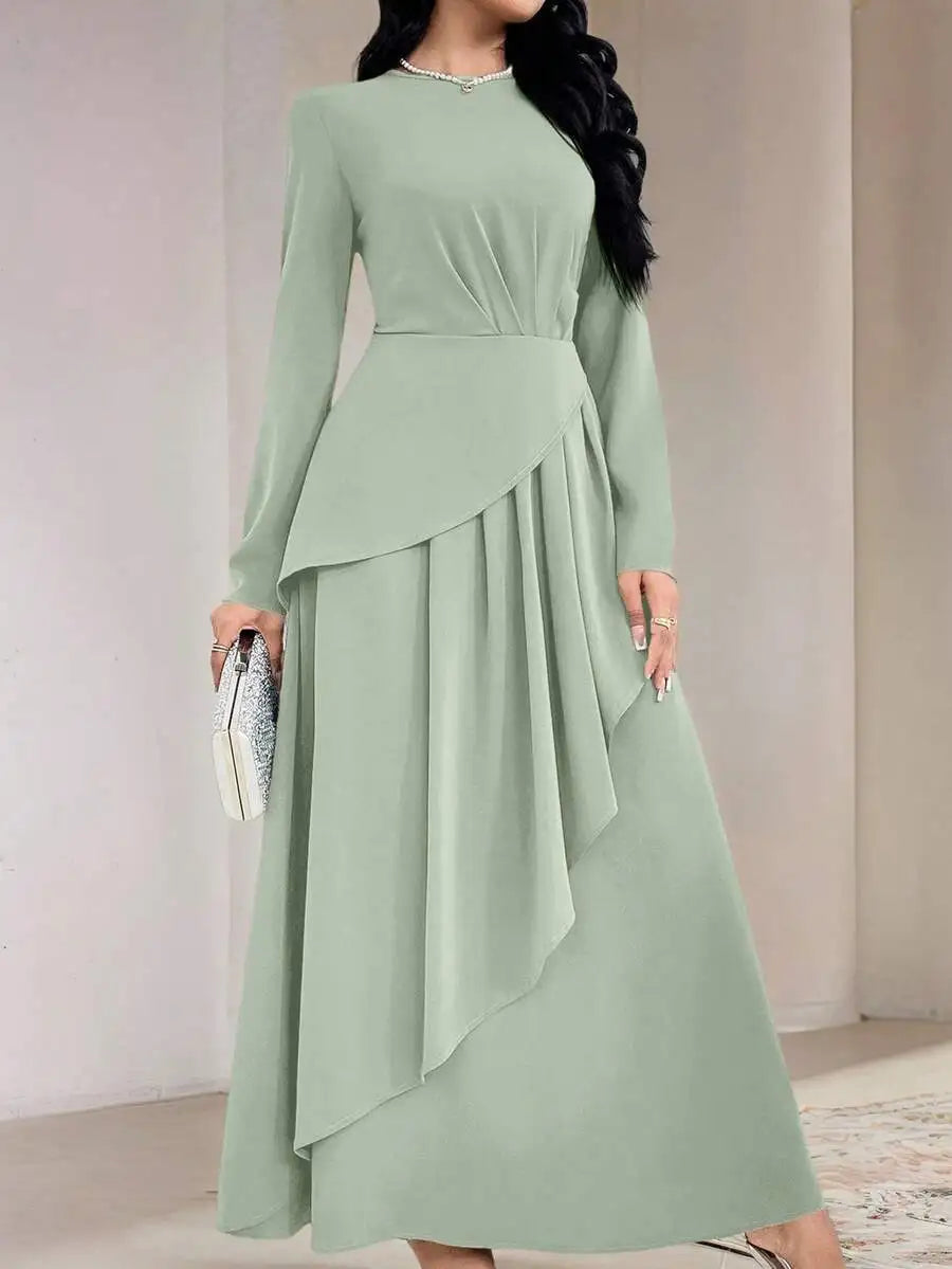 Asymmetrical Pleated Maxi Dress