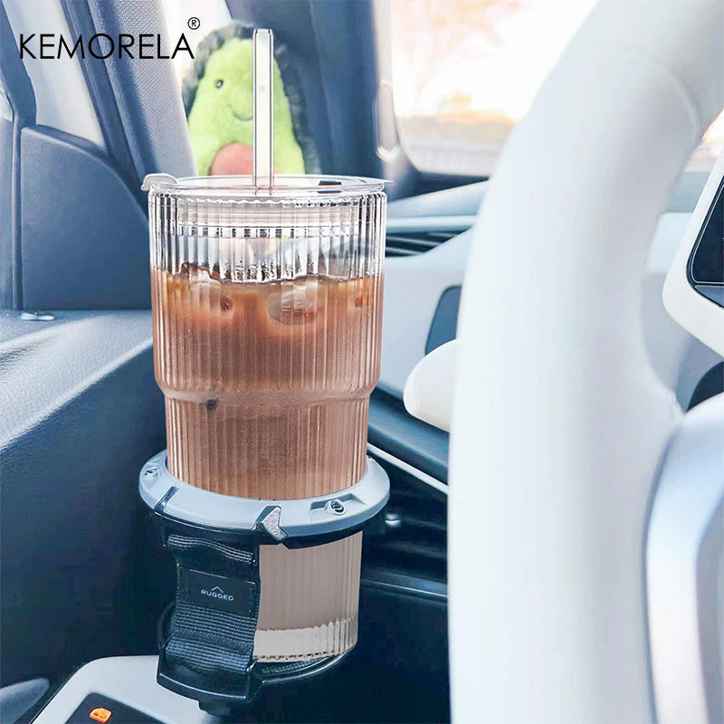 Ribbed 20 oz Glass Tumblers with Lids & Straws