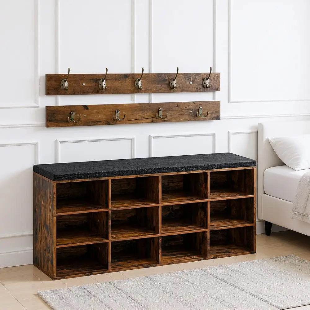 Entryway Shoe Storage Bench with Cushion
