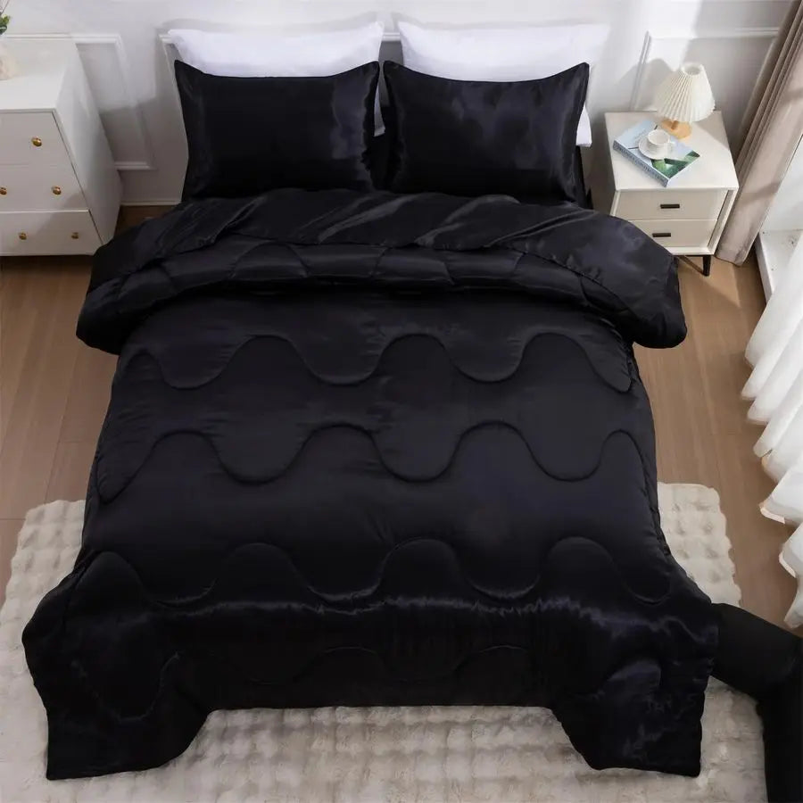 Satin Silky Soft  Comforter Set Full Queen