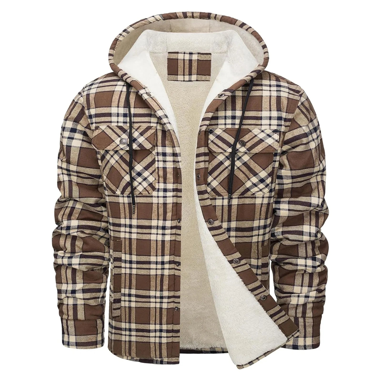 Thick  Flannel Hooded Jacket