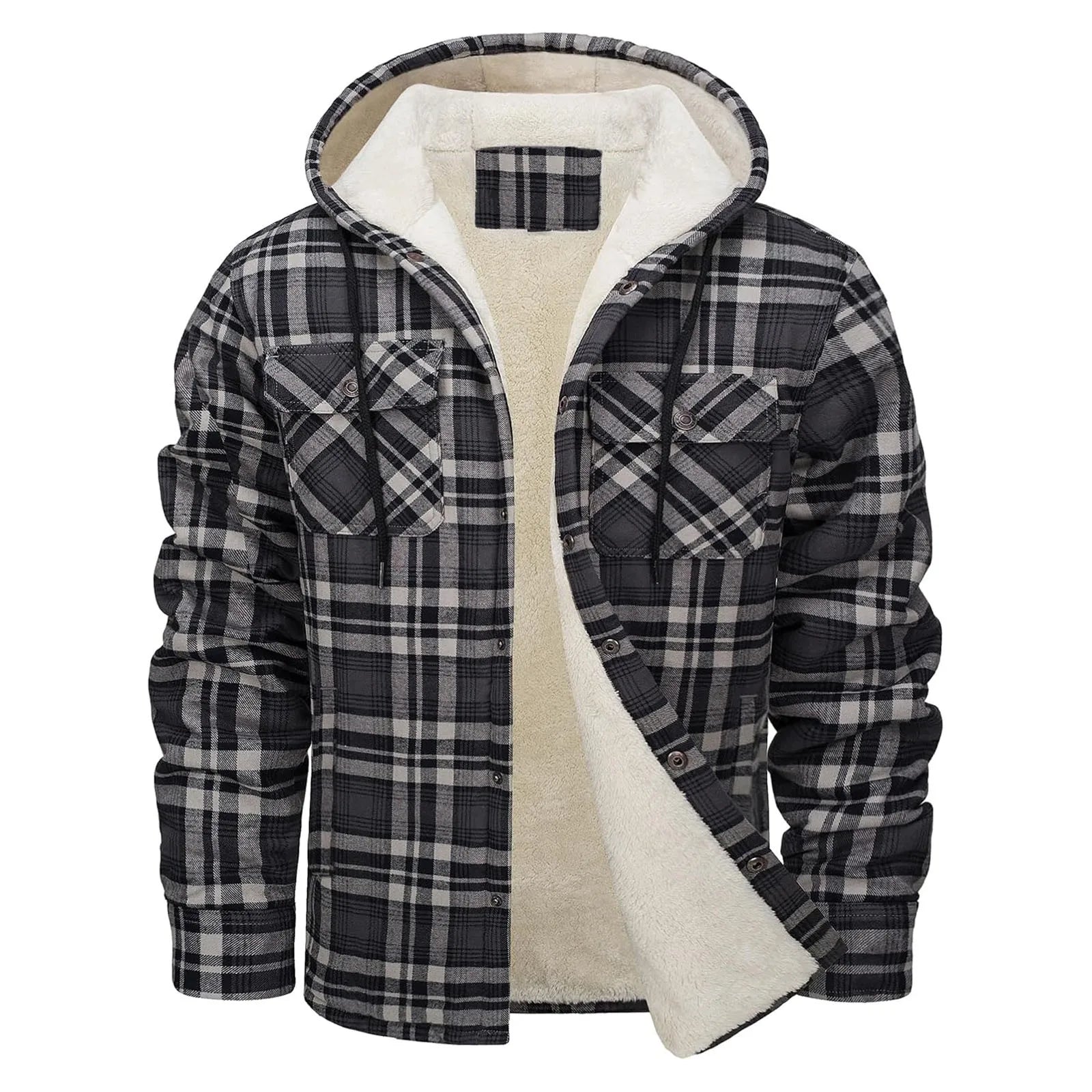 Thick  Flannel Hooded Jacket