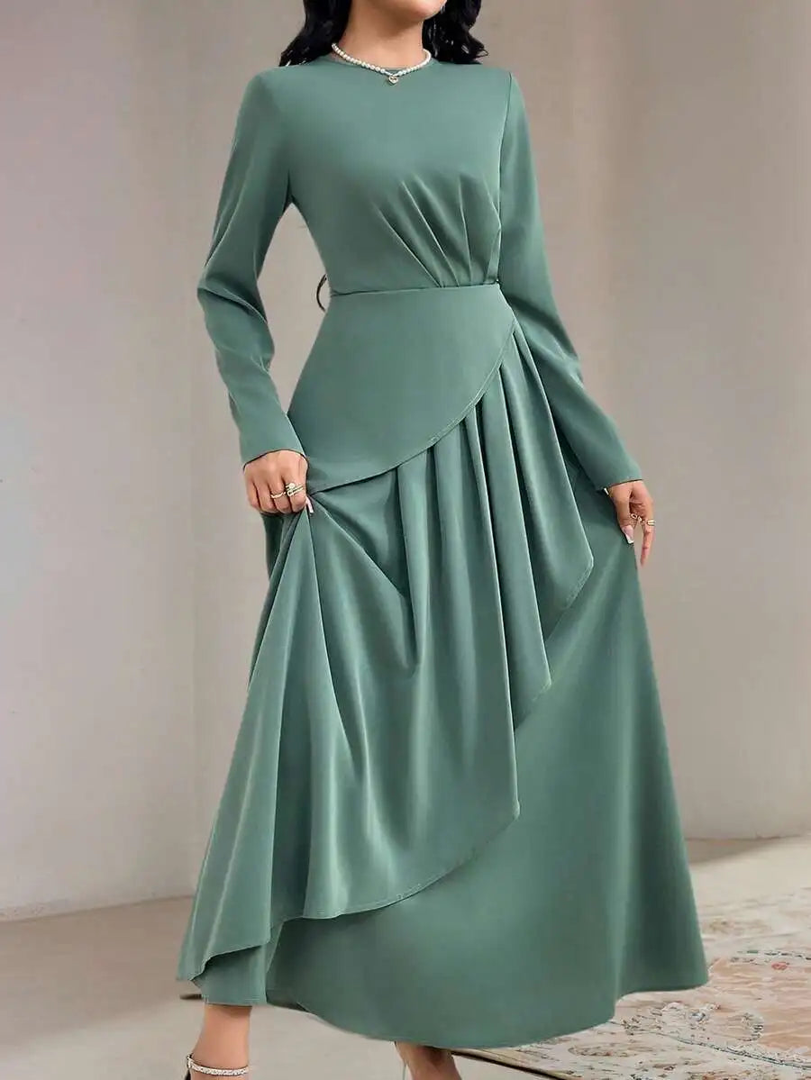 Asymmetrical Pleated Maxi Dress