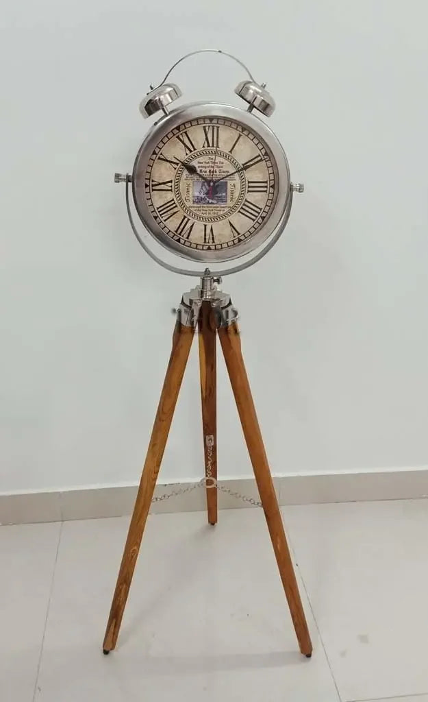 Wooden Tripod Floor Clock