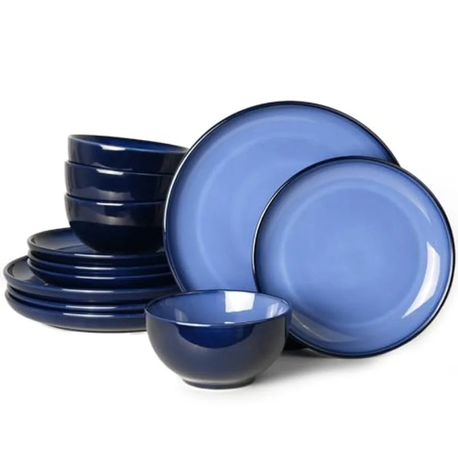 Blue Stoneware Dinnerware Set 12 pcs