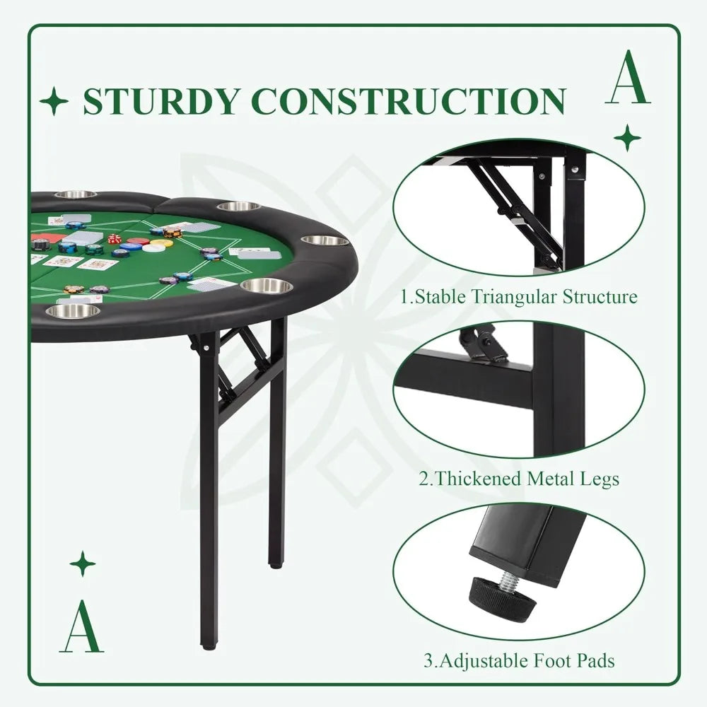 Foldable 8 Player Poker Table