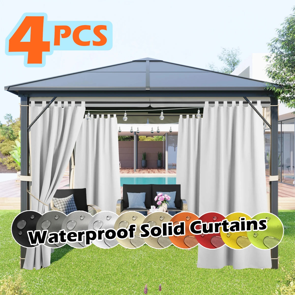 4 Panels Waterproof Outdoor Curtains