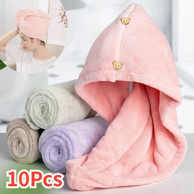 10Pcs Quick Dry Hair Quick Drying Microfiber Towels