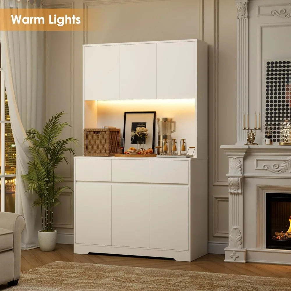 71" Pantry Cabinet with Power Outlets and Led Lights