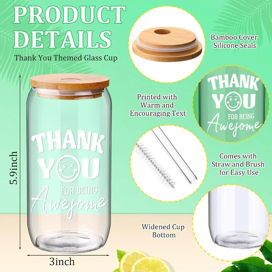 Reusable Thank You Cups w / Lids & Straws