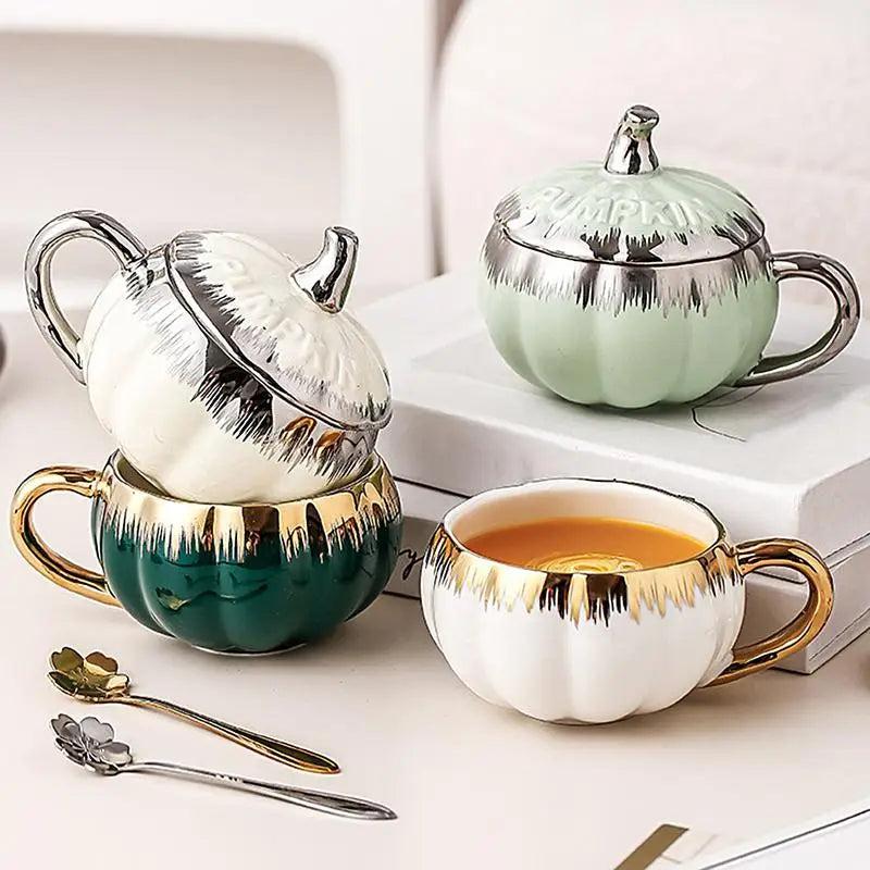 Creative Ceramic Cup With Spoon Soup Mug With Lid