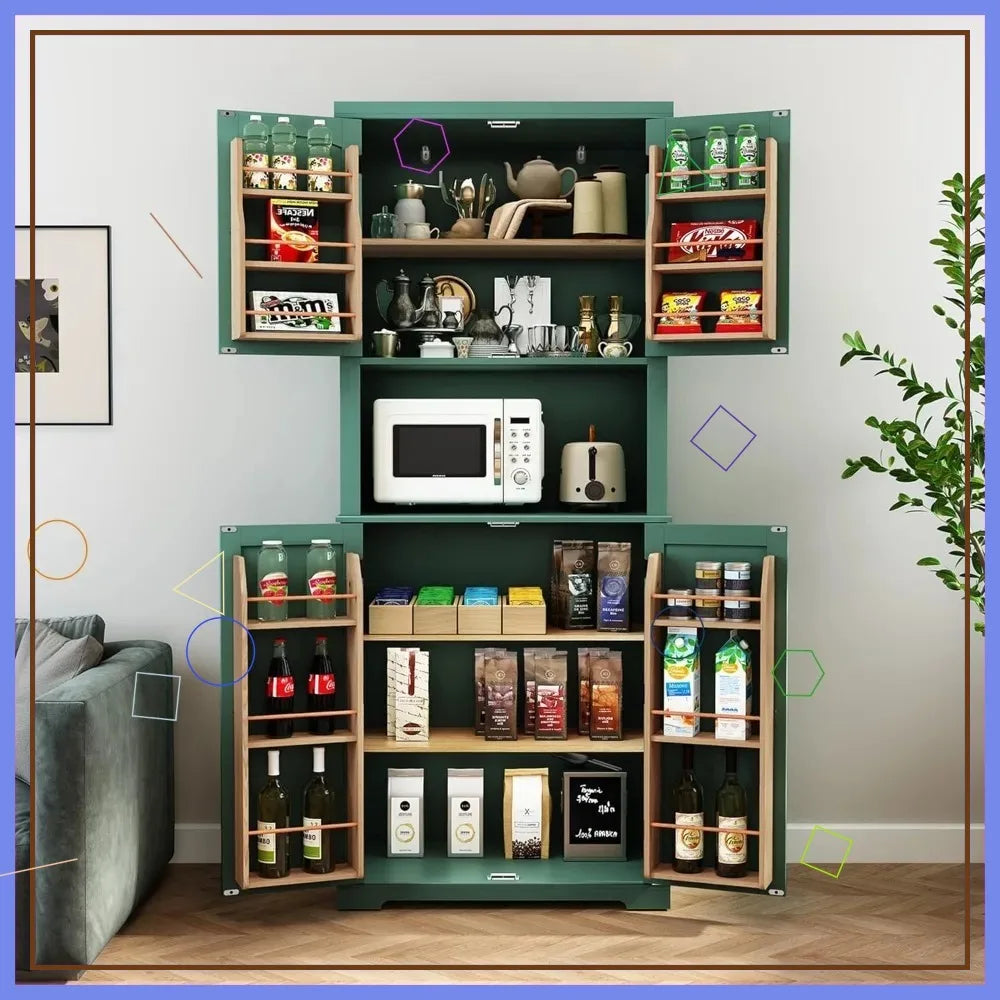 72" Freestanding Kitchen Pantry Cabinet