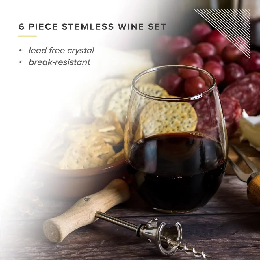 Six Lead Free Wine Glasses 15.5 oz