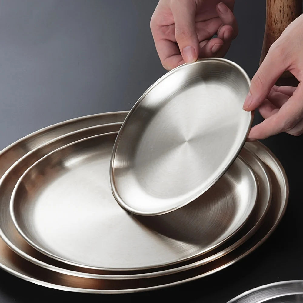 10pcs -  Stainless Steel Dinner Plates