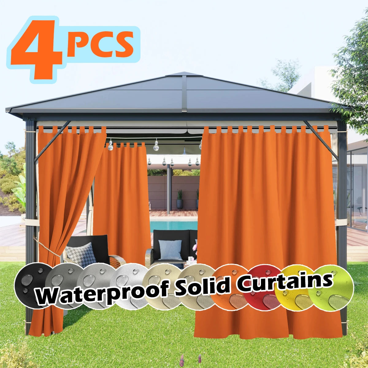 4 Panels Waterproof Outdoor Curtains