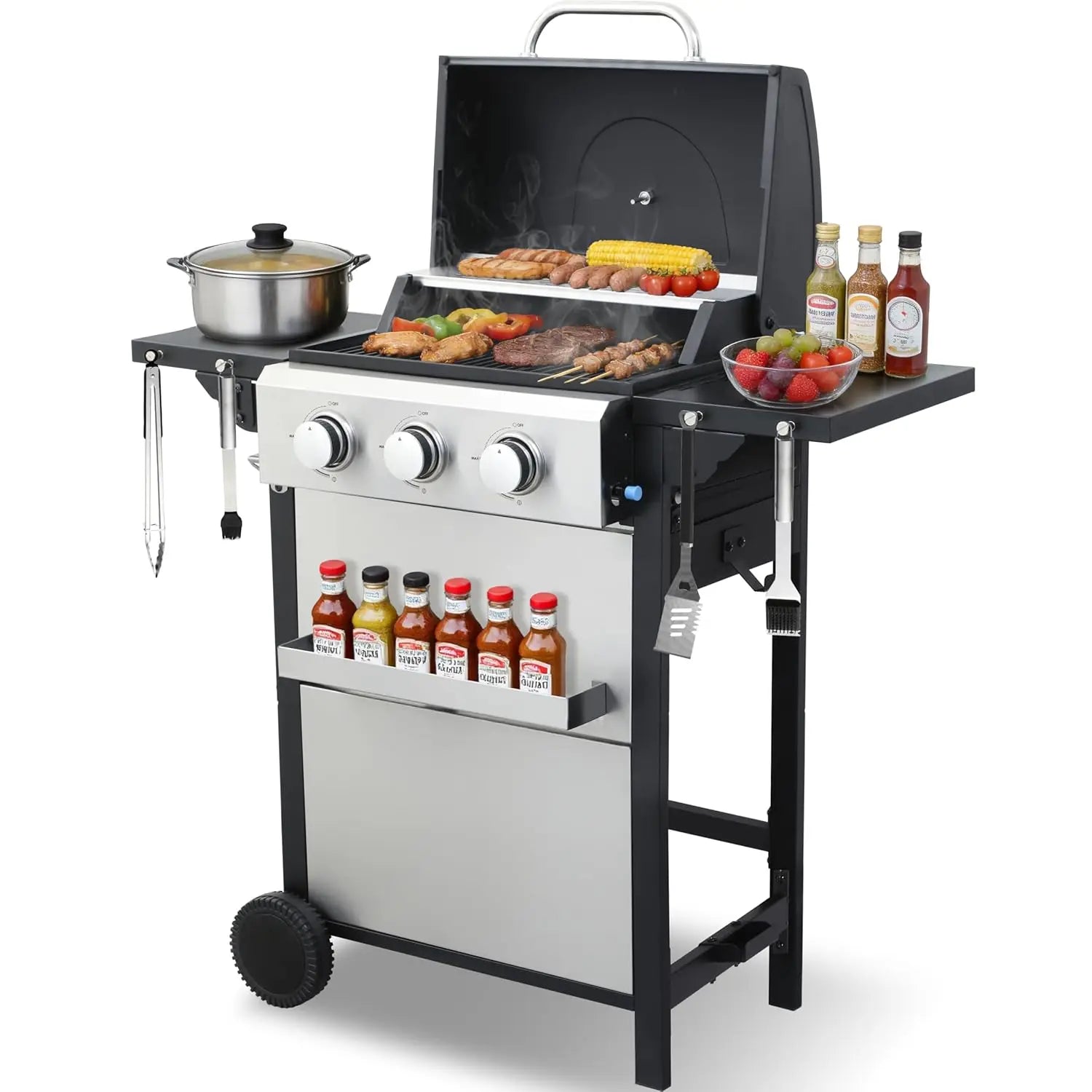 Stainless Steel 3-Burner Propane Gas Grill