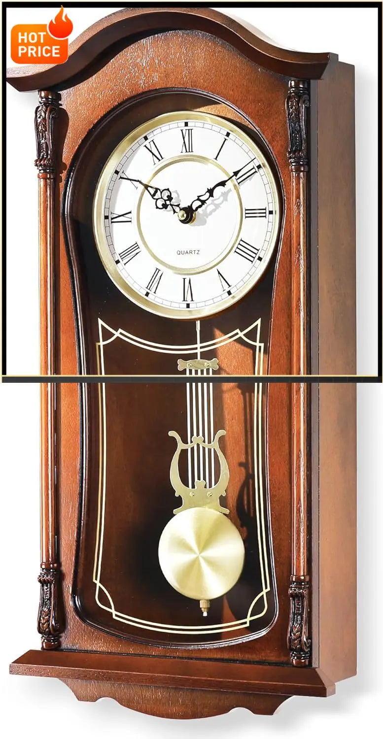 Grandfather Vintage Wall Clock with Pendulum and Chime