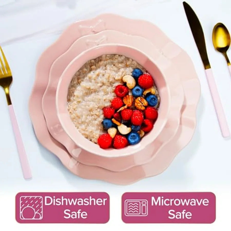 12-Piece Embossed Bow Dinnerware Set