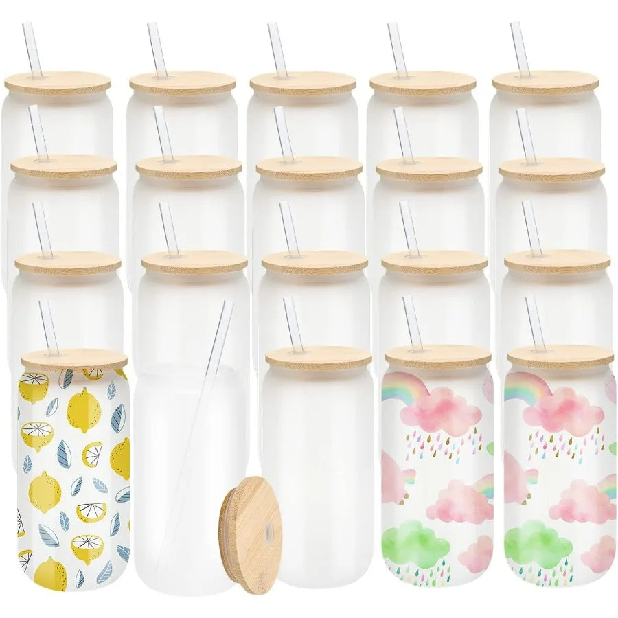 Travel Cups With Bamboo Lids & Straws