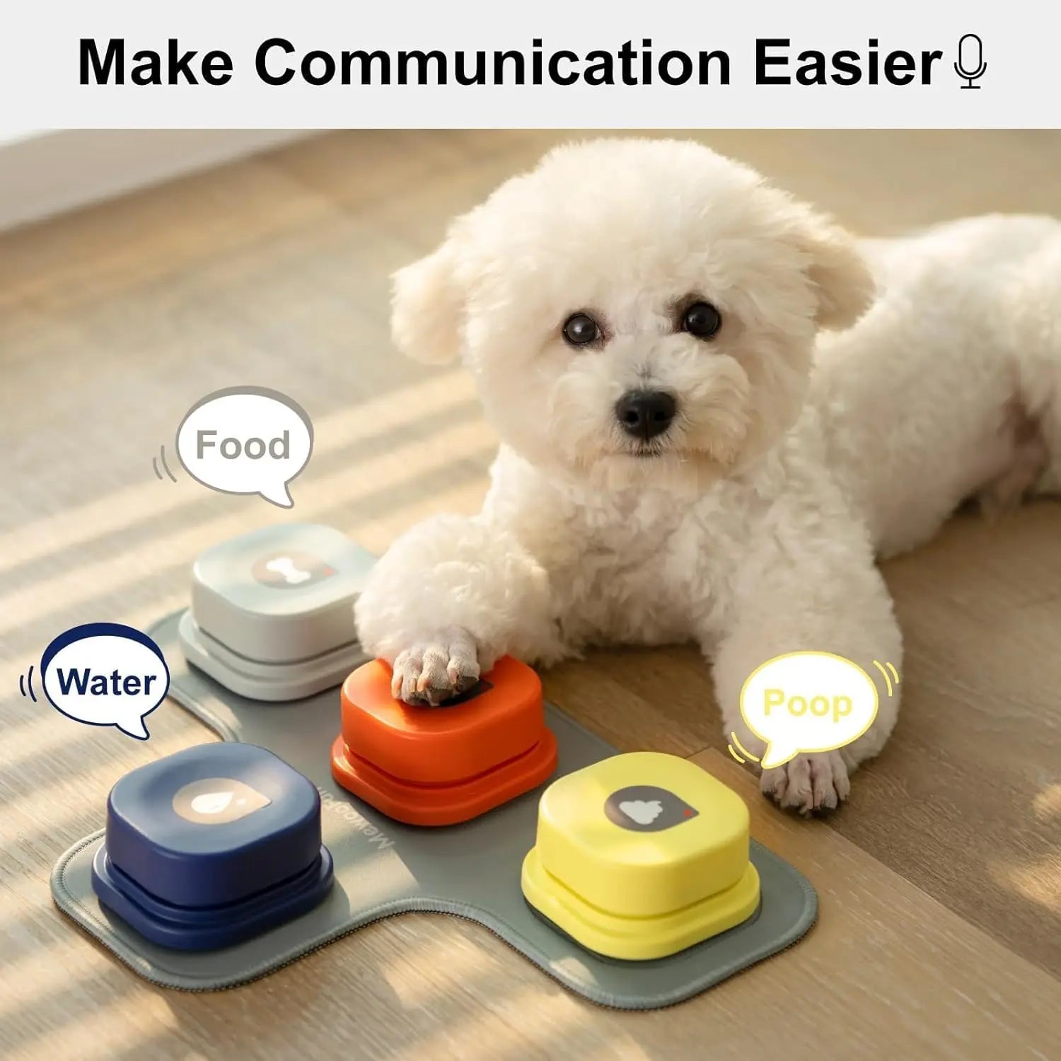 Dog Buttons with Rubber Mat Recordable Talking