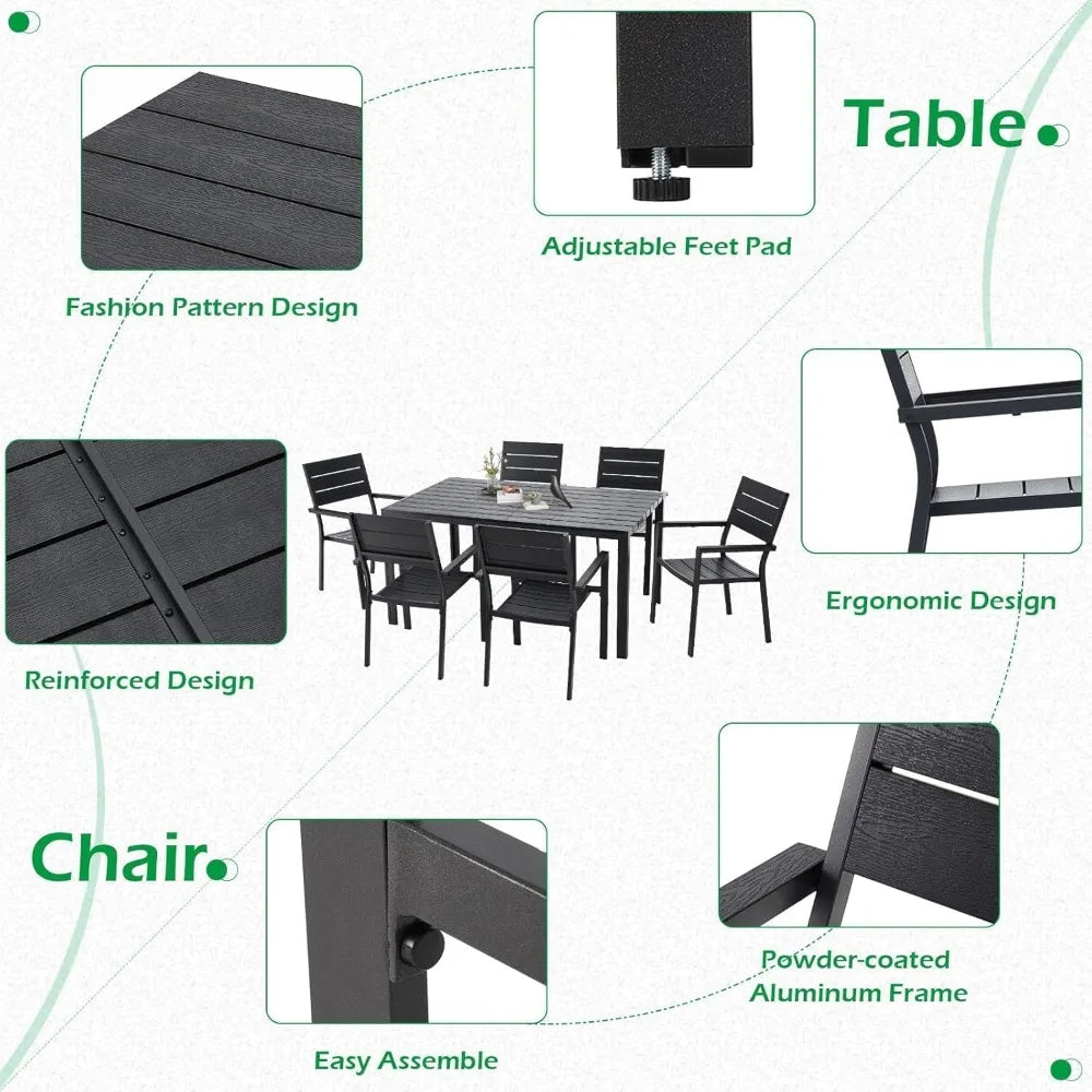 7 Piece  60" x 36" Table and Stackable Chairs