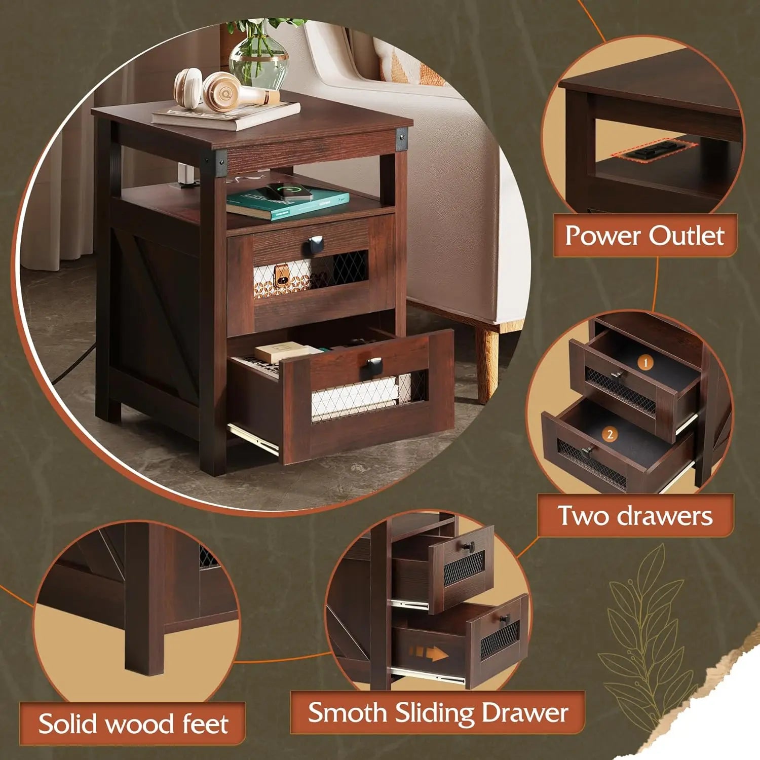 Nightstand with Charging Station