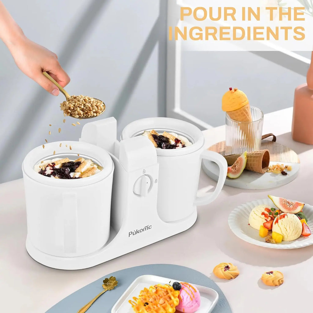 Home Ice Cream Maker with Two Bowls