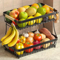 2-Tier Large Fruit Basket with Mobile Banana Hangers
