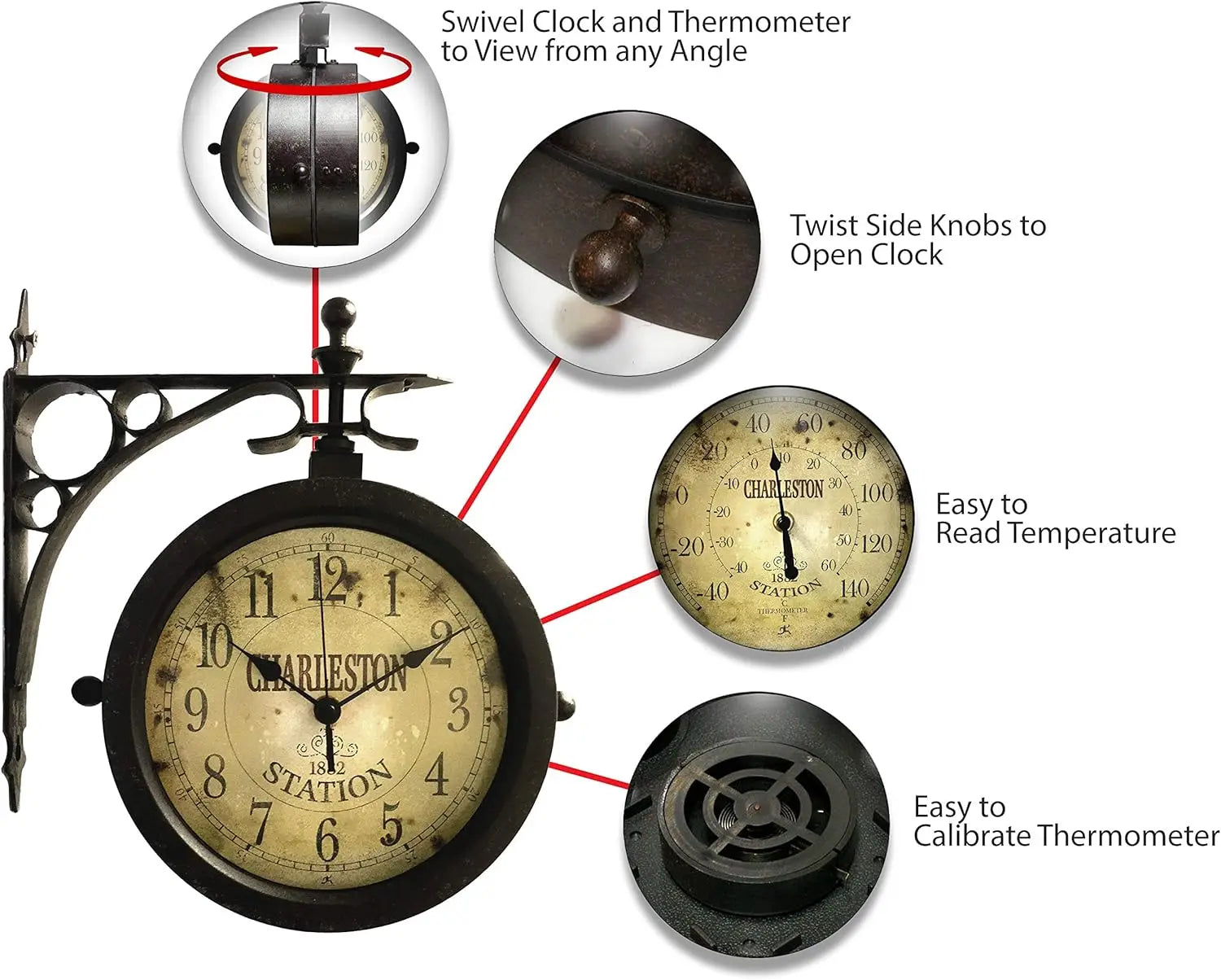 Train Station Clock Thermometer
