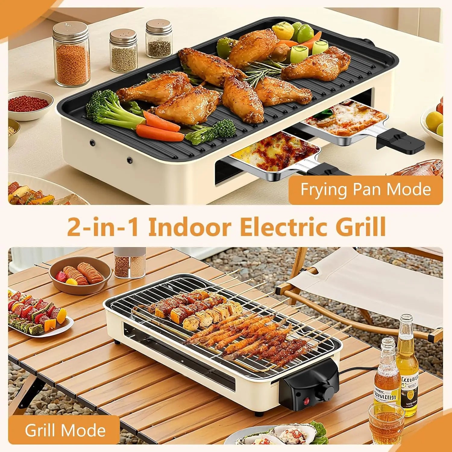 Smokeless Indoor Electric Grill w/ Removable Plates