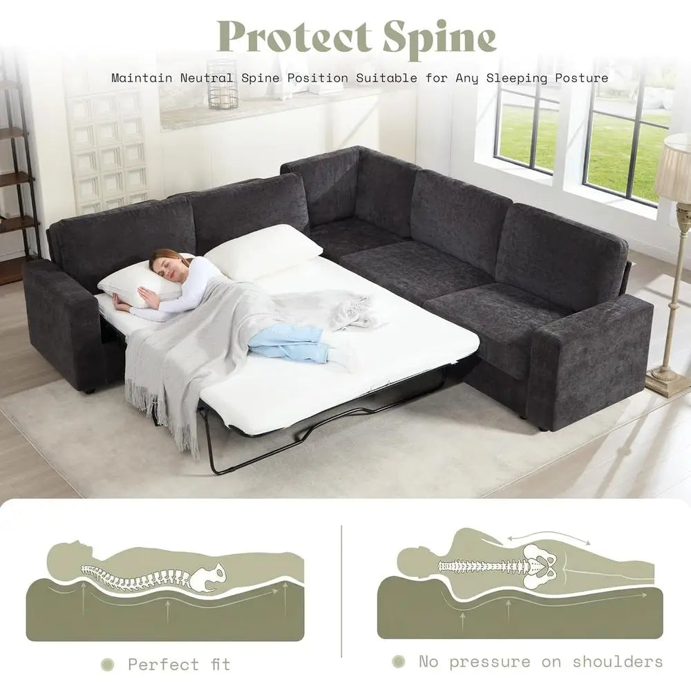 Extra-Large Convertible Sofa Bed  3-Way L-Shaped
