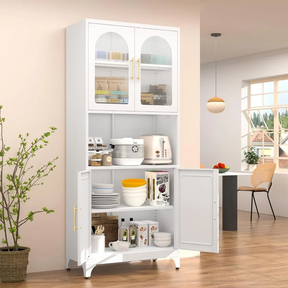 75" Tall  Cabinet with 4 Doors, Adjustable Shelves