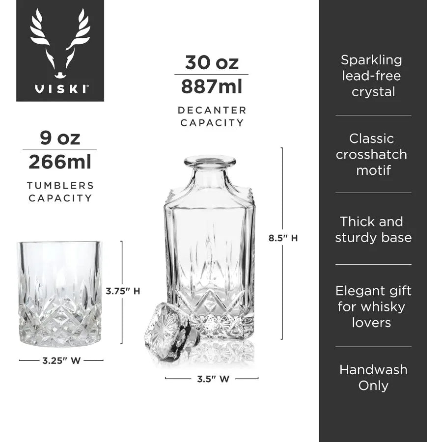 Admiral 3-Piece Whiskey Decanter Set with Glasses