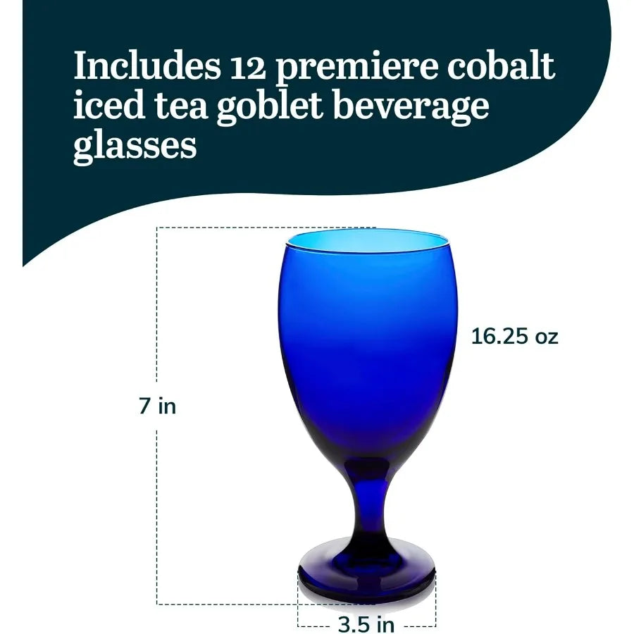 Elegant Cobalt Blue 12  Drinking Glasses for Everyday